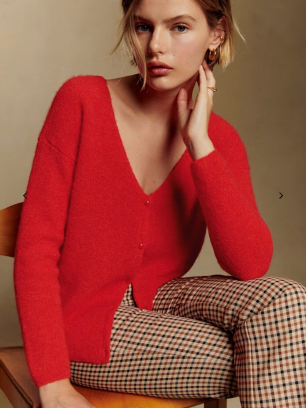 Sezane Red Barry Cardigan Size S
